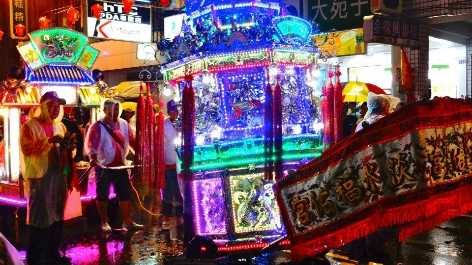Idols in LED-bedecked palanquins. photo 484400_10151630123771202_585583483_n.jpg