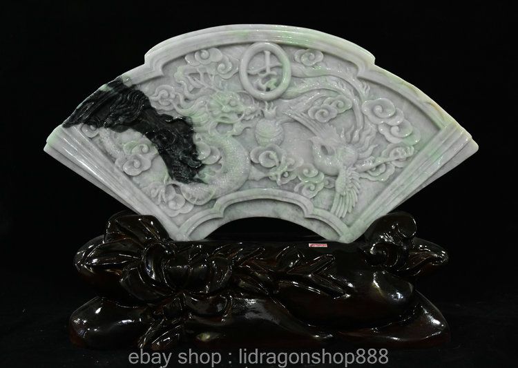 pendentifs nature jadéite vert 7cmx7cm sculpture totem de dragon