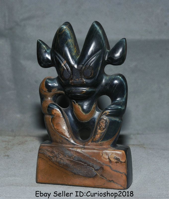 5/" Antique Chinese Hand Carved Footed old Wood Stand Jade in the inside