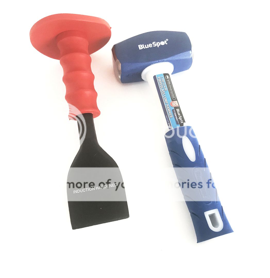 2.4lb Fibreglass Handle Lump Hammer & 2.1/4" Brick Bolster With Hand