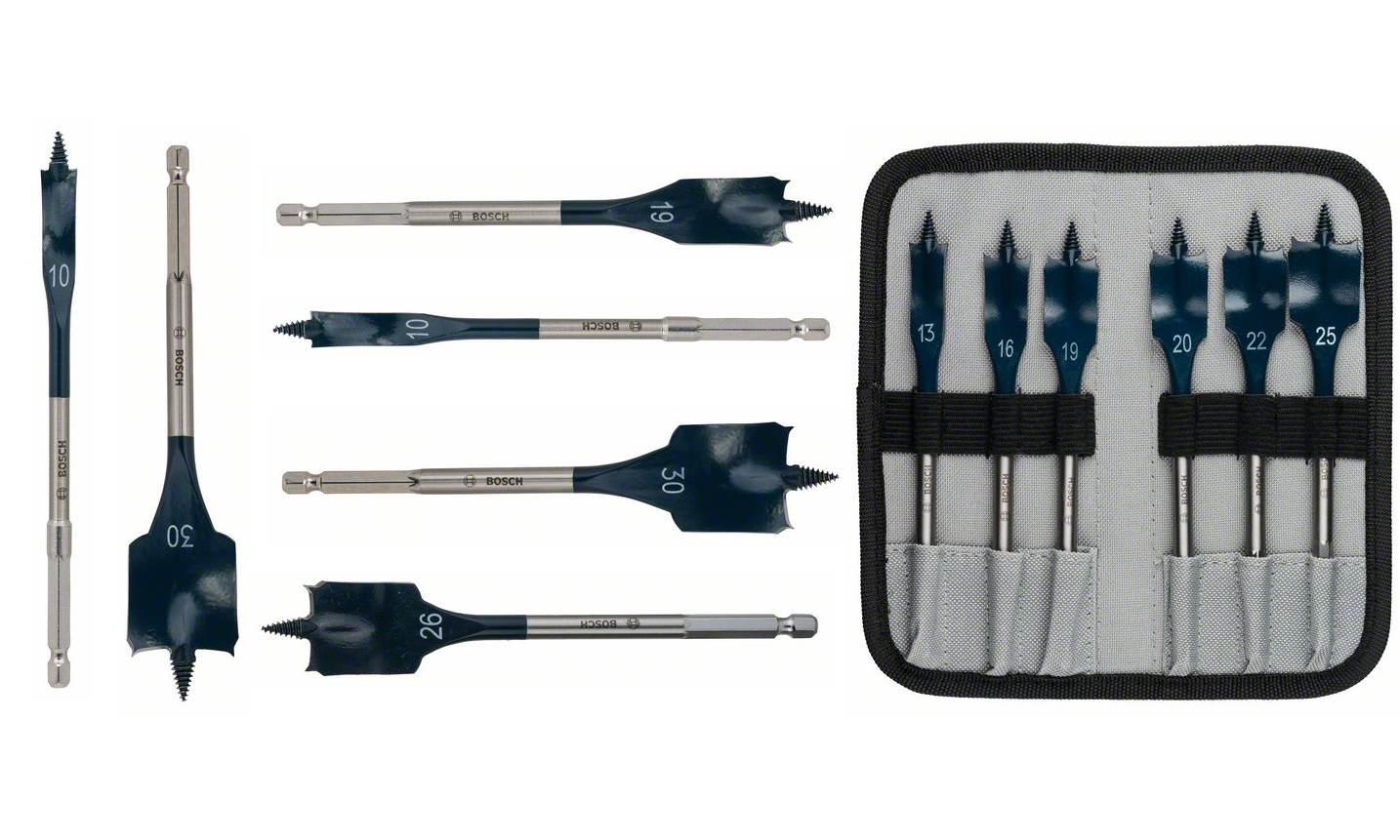 Pack of 2 Flat wood bit spade drill 40mm triple cut centre point 2 wing cutters