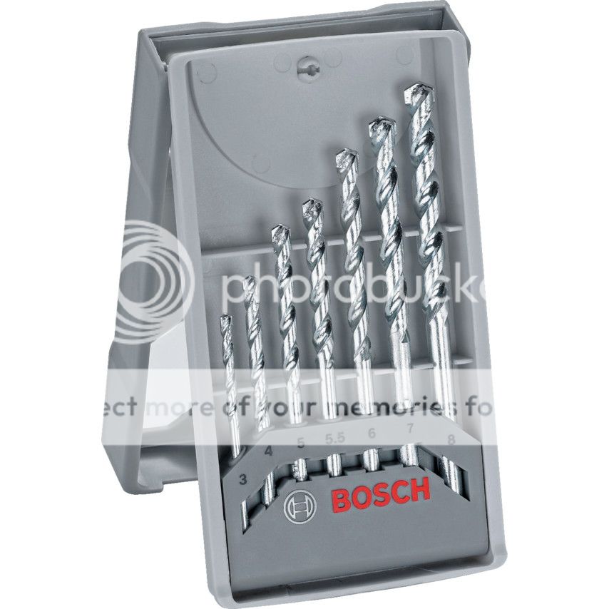 Bosch Masonry Drill Bit Set Straight Shank 3 4 5 5.5 6 7 8mm 7Pce Set