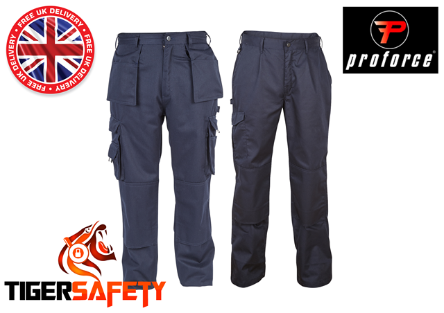 Proforce Utility Mens Work Trousers Polycotton Combat Cargo Trade Pants Workwear