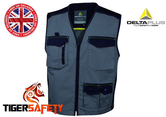 Delta Plus Panoply M5GIL Beige Mach Spirit Mens Work Gilet Tool Vest Bodywarmer