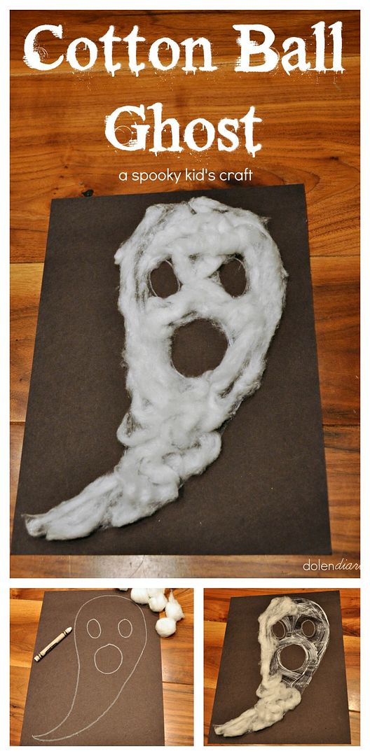 Cotton Ball Ghost Halloween Kid's Craft {Dolen Diaries for 733 Blog}